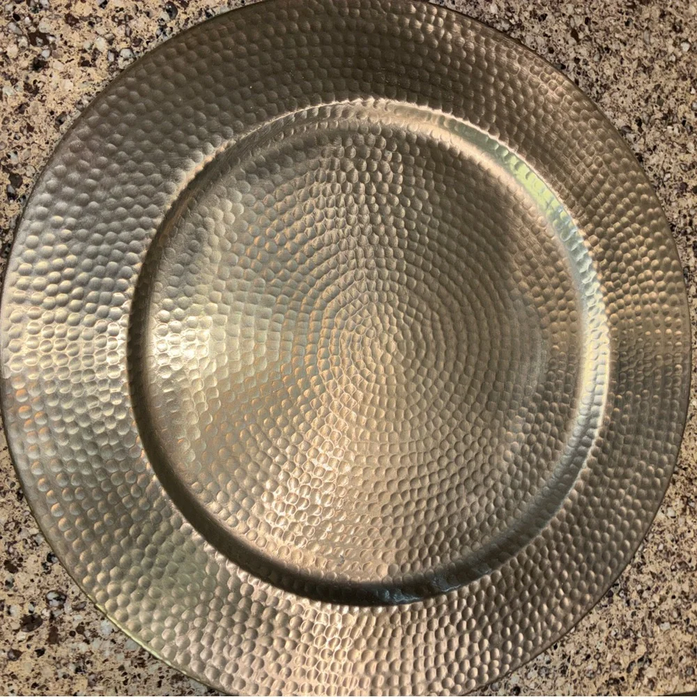 8 Pier 1 Textured Silver Decorative Charger Plate